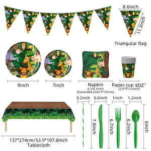 <span class=keywords><strong>Assiettes</strong></span> et serviettes sur le thème <span class=keywords><strong>de</strong></span> la jungle : Articles <span class=keywords><strong>de</strong></span> fête pour les fêtes d'enfants sur le thème <span class=keywords><strong>de</strong></span> la forêt - Product Image 2
