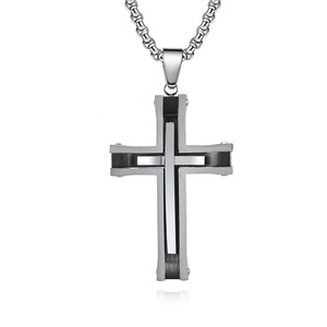 Pendentif croix riveté bicolore pour la mode et la simplicité, collier en acier inoxydable 316L - Product Image 2