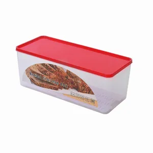 Caja de pan de plástico rectangular para pícnic, caja de pan de plástico transparente al vacío
