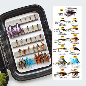 Juego de 52 Moscas Artificiales Secas y Húmedas con Caja Impermeable Negra para Pesca en Agua Salada y Dulce en Ríos, Lagos y Arroyos - Product Image 4