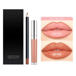 Mais Vendido: Kits de <span class=keywords><strong>Gloss</strong></span> Labial 2 em 1 com 19 Opções de Cores, Logotipo Personalizado, Atacado – Novo <span class=keywords><strong>Gloss</strong></span> Labial Vegano Nude e Delineador Labial - Product Image 3