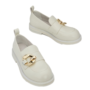 Mocassini Bianchi in Pelle da <span class=keywords><strong>Donna</strong></span> 2026 con Suola Spessa, Stile Retrò Preppy, per Ufficio, Campus, Uso Quotidiano, Comodi e Versatili, Vendita all'Ingrosso OEM ODM - Product Image 1