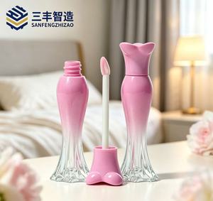 Unique Design Mermaid Shape 4ml Gloss Containers Tube Gradient Pink Liptink <b>Bottle</b> Cosmetic Packaging Custom Packaging - Product Image 2