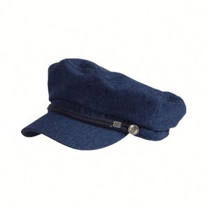 Gorra plana de mezclilla estilo vintage británico para niños, boina de otoño para uso casual, compras o como gorro de conductor elegante. - Product Image 1