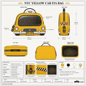 Sac bandoulière personnalisé en forme de taxi jaune avec breloque feux de circulation, tirette de fermeture éclair, sac à badges en PVC transparent style Kawaii - Product Image 3