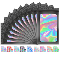 Sacs à fermeture éclair holographiques multicolores en feuille de Mylar auto-scellants pour bijoux, petits articles, emballage cadeau, rangement