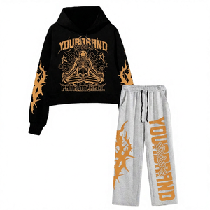 Conjunto Deportivo con Capucha para Mujer YOURBRAND, Negro y Gris, Manga Larga, Pantalones con Cordón, Estilo Urbano, Corte Holgado, Ropa Deportiva de Otoño - Product Image 5