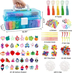 Máquina de tejer a mano con banda de goma de arcoíris transfronteriza, juguete de color para niños, pulsera de tejer, conjunto de caja portátil