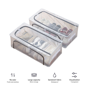 가정용 방진 스틸 프레임 신발 보관함 주최자 접이식 침대 아래 손잡이가있는 보관함 - Product Image 6