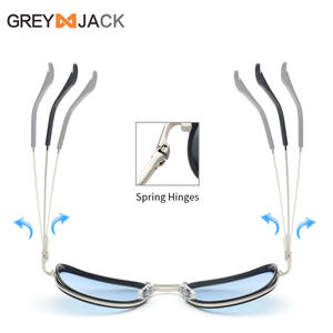 แว่นกันแดดโพลาไรซ์เกรย์แจ็คทรงกลมสำหรับทุกเพศ กรอบโลหะ TR สีทอง เลนส์ TAC ป้องกันรังสียูวี 400 ขาแว่นแบบสปริง - Product Image 4