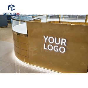 Nouvelle conception de <span class=keywords><strong>vitrine</strong></span> de bijouterie avec éclairage LED, comptoir de présentation de bijoux en or, <span class=keywords><strong>vitrine</strong></span> circulaire simple, design de kiosque de centre commercial, kiosque à bijoux - Product Image 4