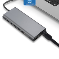 Hub USB3.0 multifonction 11 ports 11 en 1, station d'accueil USB C 4K SD TF Card TYPE, hub pour ordinateur portable