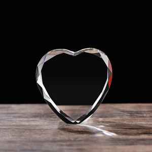 Cœur transparent multi-facettes en <span class=keywords><strong>cristal</strong></span> K9 vierge pour gravure laser, ornement 3D pour photos, mariage, anniversaire, Saint-Valentin - Product Image 1