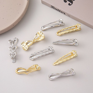 Pasadores de oro brillante de estilo americano europeo, pinza de pelo de Metal Irregular de moda elegante, pinza de pelo de aleación de oro plateado - Product Image 4