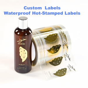Factory Custom Transparent PET Gold Foil Cosmetic <b>Labels</b>, High Quality <b>Waterproof</b> Oil & Scratch Resistant Adhesive Stickers - Product Image 2