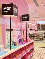 M & S High End Custom Made Pink LED-Beleuchtung Kosmetik vitrine für Store Interior Design und kunden spezifische Dekorations ideen