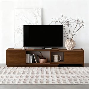 ตู้วางที<span class=keywords><strong>ว</strong></span>ีขนาด65นิ้วแบบตั้งได้คอนโซลสื่อต่ำพร้อม<span class=keywords><strong>ชั้น</strong></span><span class=keywords><strong>ว</strong></span>างแบบเปิดตู้ซ่อนด้านข้างสำหรับห้องนั่งเล่น - Product Image 1