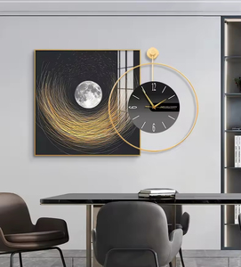 モダンホームデコレーション絵画壁時計シンプル背景壁リビングルームダイニングルーム時計クリスタル磁器絵画 - Product Image 3