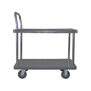 Tailles et charges multiples Chariot à plate-forme gris à 2 niveaux Chariots à plate-forme en plastique à 2 niveaux pouvant être utilisés en diverses occasions - Product Image 1