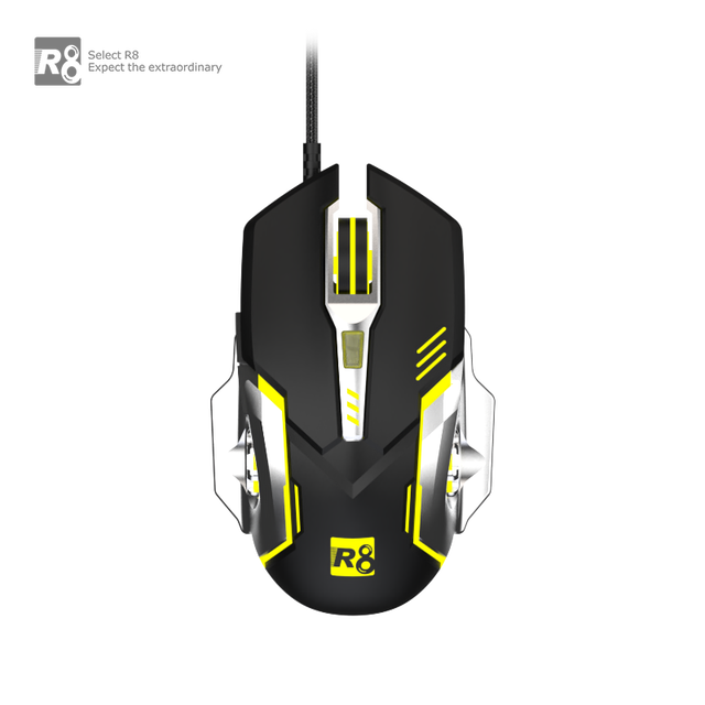 R8 Hot Sell China Manufacturer Wired Mouse Rechargeable 6D Gaming Mouse with LED Light 3600dpi Insatant 603 for Gaming Office
