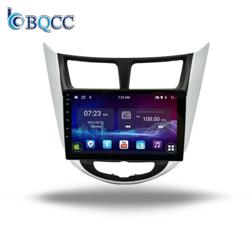 BQCC Android Auto CarPlay Radio per Hyundai Solaris Verna Accent 2010 - 2016 lettore Video multimediale GPS 2 din DVD Head unit
