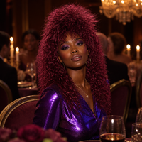 Perruque longue bouclée frisée rouge bordeaux pour femme, idéale pour les spectacles sur scène