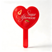 Miroir de poche personnalisé en gros avec motif cœur rouge, miroir cosmétique portable, support OEM pour motifs et logos, cadeau de beauté pour femmes