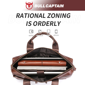 Bullcaptain Người Đàn Ông Của Túi Da Chính Hãng Người Đàn Ông Cặp Cho Máy Tính Xách Tay 15.7Messenger Người Đàn Ông Của Túi Da Kinh Doanh Danh Mục Đầu Tư Cho Tài Liệu - Product Image 2