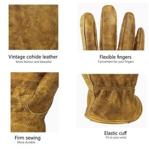 ถุงมือก่อสร้างขายส่ง หนังวัวแท้ กันลื่น ระบายอากาศได้ดี เนื้อสัมผัสเรียบ ทนทาน เหมาะสำหรับทำสวน เชื่อมโลหะ ขับรถ ทำงานในสวน - Product Image 4