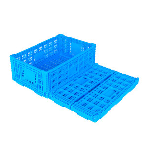 heavy duty moving turnover vented mesh tomatoes mushroom foldable collapsible plastic fruit vegetable crates for sale