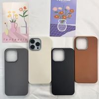 Étui de téléphone en cuir texturé couleur unie avec cadre pour iPhone 17 16 15 14 13 12 – Coque minimaliste anti-chute pour affaires