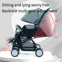 JXB Nouveau design Poussette double pliable pour bébé avec grand panier de rangement et possibilité de s'asseoir et de s'allonger dans les deux sens