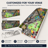 Équipement de terrain de jeu intérieur pour enfants avec piscine à balles sur le thème du carnaval, toboggan triple tube, carrousel, zone de jeux et structure d'escalade