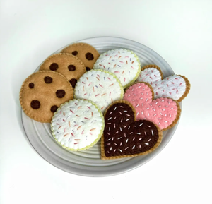 Juego de fieltro Galletas Juego de imaginación Comida Juguetes Fieltro Postre Fieltro Galletas con chispas de chocolate - Product Image 1