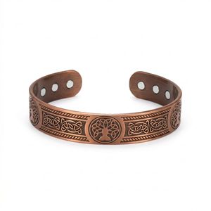 Magnetic Retro <b>Copper</b> Color Cuff <b>Bracelet</b> Zinc Alloy Unisex Fashion Jewelry Open Design - Product Image 4