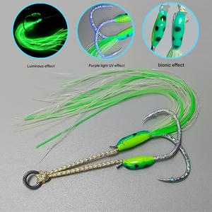 Amo da Pesca in Mare Luminoso a Doppia Coda Lunga, Amo da Barca per Sgombro Spagnolo che si Illumina al Buio, Amo Doppio Rinforzato per la Pesca - Product Image 2