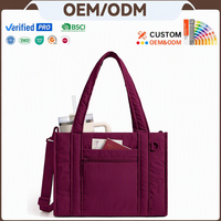 Sac fourre-tout matelassé pour femme, léger, rouge, sac à bandoulière avec poches, élégant sac à main matelassé pour le travail et l'usage quotidien
