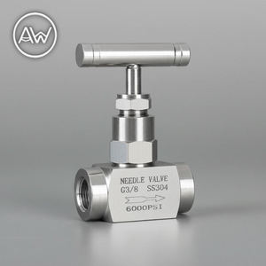 Vanne à aiguille G3/8 SS304 6000 PSI à commande manuelle pour eau, air, huile - Product Image 1