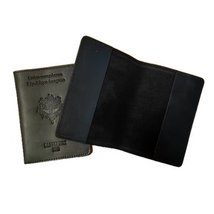 Porte-cartes en cuir de vache véritable noir pour homme, portefeuille de <span class=keywords><strong>voyage</strong></span>, organiseur, étui pour passeport, porte-documents, porte-certificats pour la <span class=keywords><strong>France</strong></span> - Product Image 1