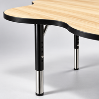 Table d'activités scolaires moderne à hauteur réglable pour 2 personnes, empilable, pour maternelle, avec bord renforcé, personnalisable, en bois, vente en gros