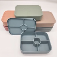Boîte à lunch en silicone de qualité alimentaire, personnalisable en gros, étanche, pour bébés, enfants et adultes, boîte de rangement alimentaire avec 5 compartiments