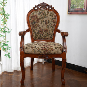 Hiện đại phong cách Châu Âu rắn gỗ Ghế ăn tân cổ điển nhà nghiên cứu ghế với vải cho nhà hàng và bảng - Product Image 6