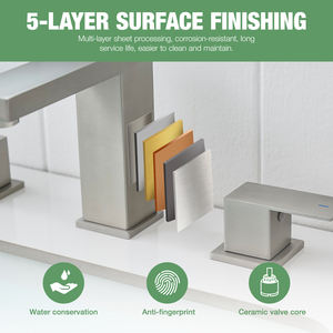 Robinet de lavabo carré à deux poignées de 8 pouces, robinet en céramique monté sur le pont en acier inoxydable 304 pour chambre à coucher salle de bain - Product Image 3