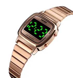 Brand Luxury SKMEI 1543 Extremely Thin Digital Movement Stainless Steel Women Sport Watches Cheap Price reloj mujer