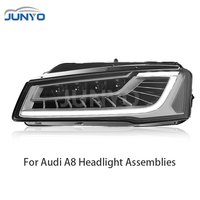 Ensemble de phares Junyo pour Audi A8 2011-2017, faisceau bas à haut, lentille LED Matrix Dragon Ball, feux de jour