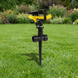 Aspersor de Jardín de 2 Vías con Impulso de Pico y Engranaje de 360 Grados, de POM Amarillo, de 1/2 Pulgada, con Distancia de Rociado de 10m-18m y Riego Eficiente - Product Image 3