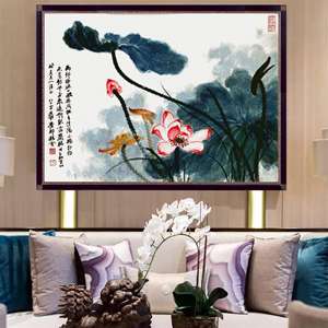 Borduur DIY DMC kruissteek Sets Voor borduurpakketten Zhang daqian lotus fabriek directe verkoop Flora - Product Image 1