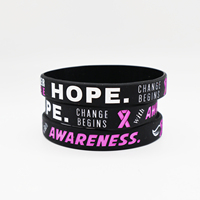 Bracelets en silicone avec ruban rose pour la sensibilisation au cancer du sein Foi Courage et espoir en bracelet rose