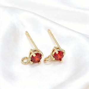 Pendientes de Oro Sólido de 14K con Circonita y Engaste de Garras, Aro Abierto para Fabricación de Joyería DIY |   Pendientes de Corazón Minimalistas de Lujo para Mujer, Uso Diario, 0.2g - Product Image 3