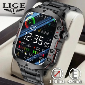 2024 Rugged Sport Smart Watch Outdoor Watch LP68 with <b>Alarm</b> Stop Watch Stainless Steel Band 3BAR Water Resistance for Android - Product Image 1